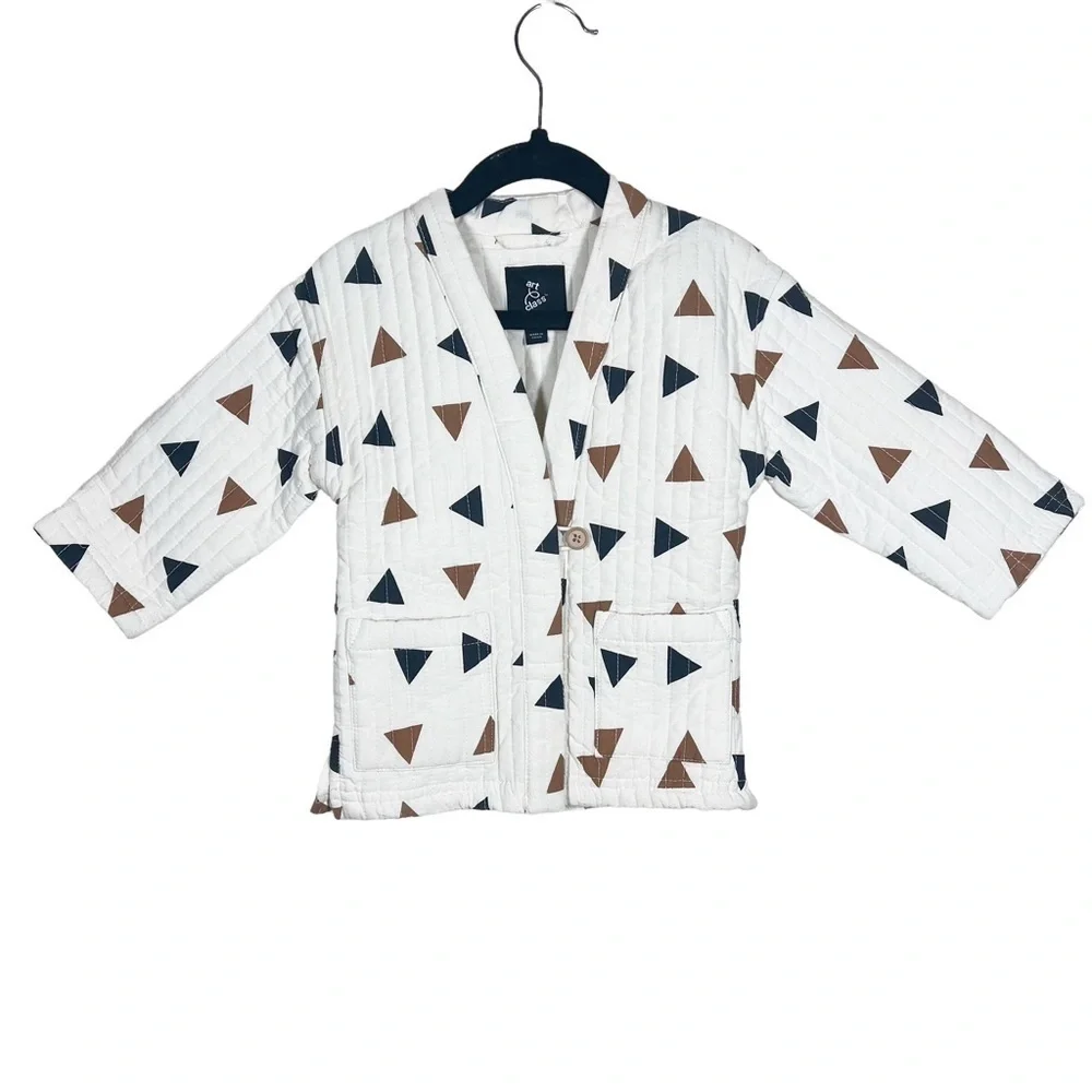 Art Class Target Baby Girl Quilted Shacket Shirt Triangle Print Size 12 Months